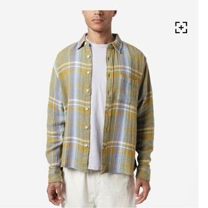 Corridor Acid Plaid Long Sleeve Linen Blend Woven Button Down Shirt